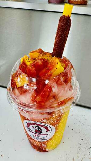 Mangonada Mango Sorbet Sorbetes Flavors at La Michoacana de Tocumbo in Santa Fe Springs